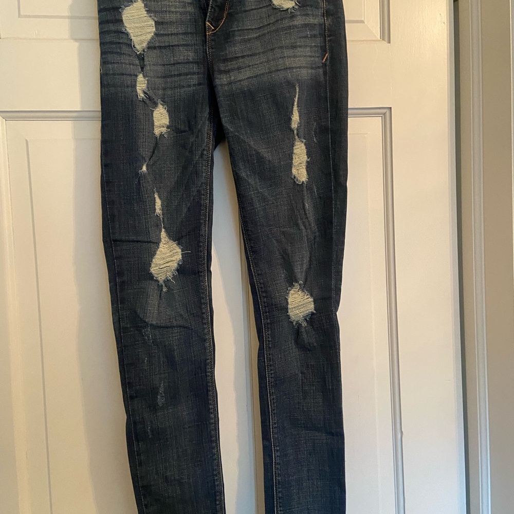 Express Distressed Skinny Jeans
